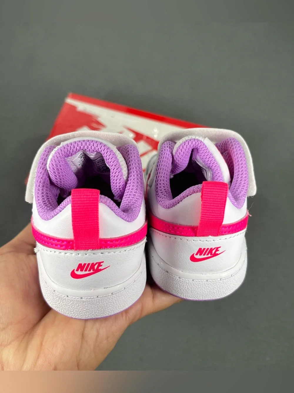 Nike Court Borough Low 2 Girls White Pink Shoes size 4C